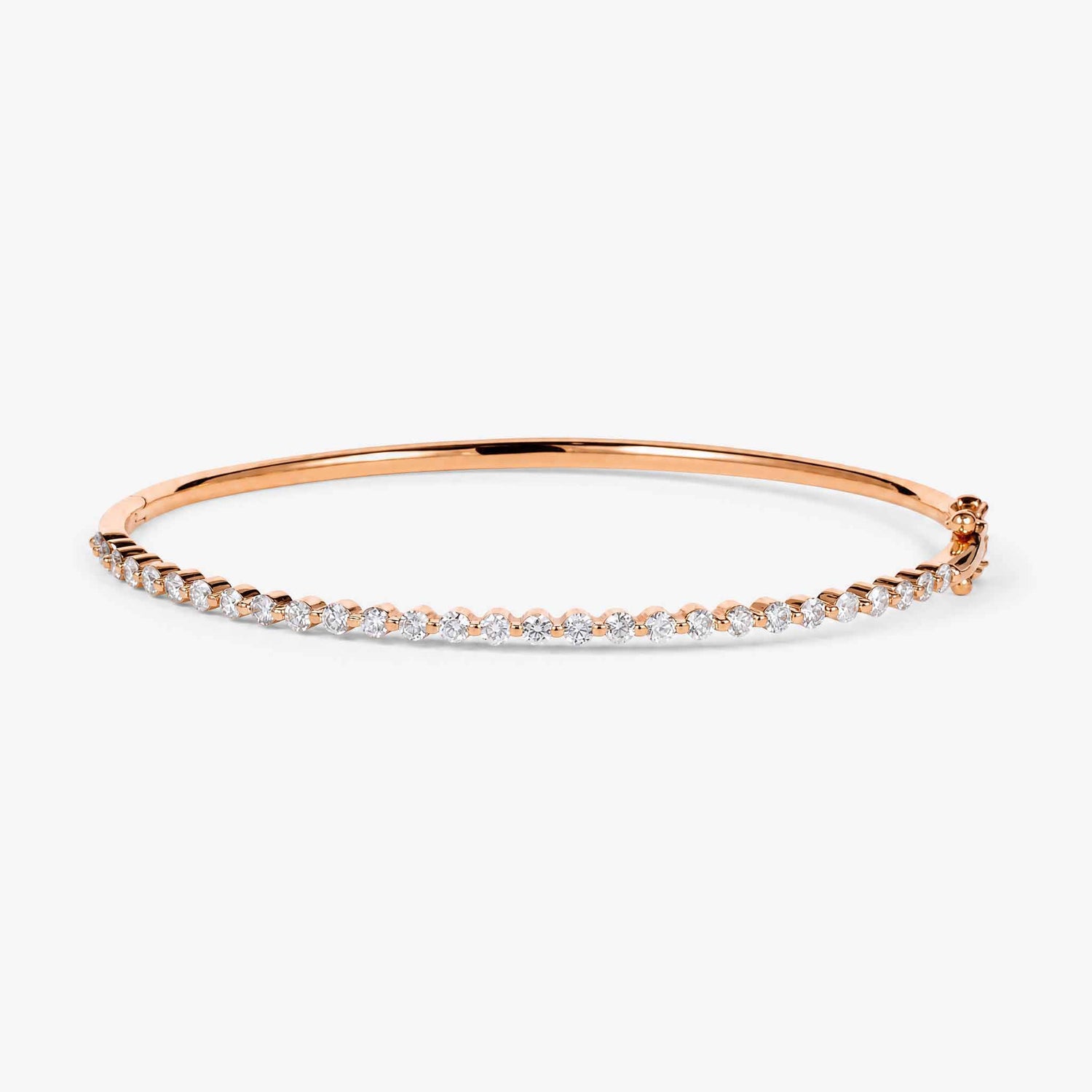 0.97ct Natural Diamond Shared Prong Tennis Bangle in 18K Rose Gold - JewelryAndStore