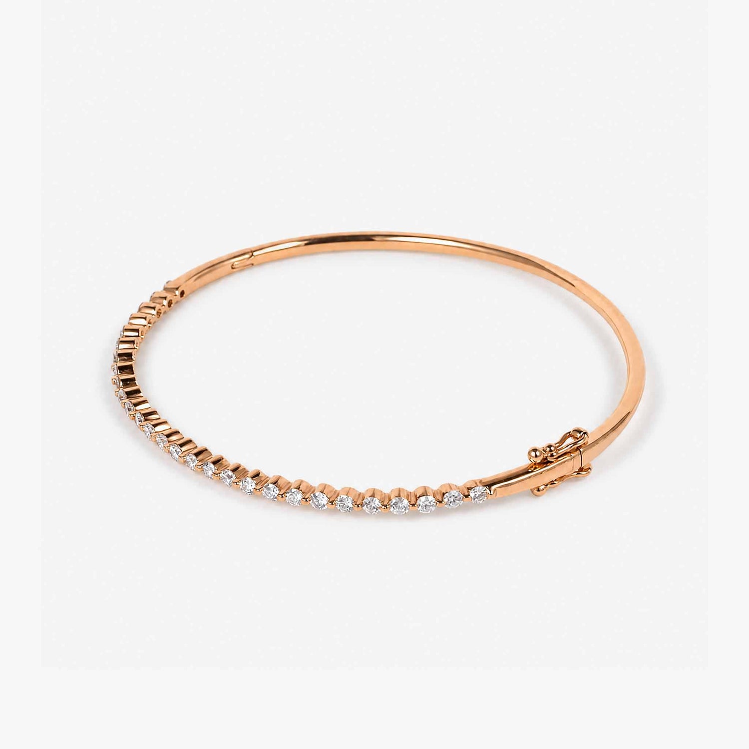 0.97ct Natural Diamond Shared Prong Tennis Bangle in 18K Rose Gold - JewelryAndStore