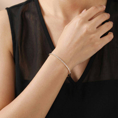 0.97ct Natural Diamond Shared Prong Tennis Bangle in 18K Rose Gold - JewelryAndStore