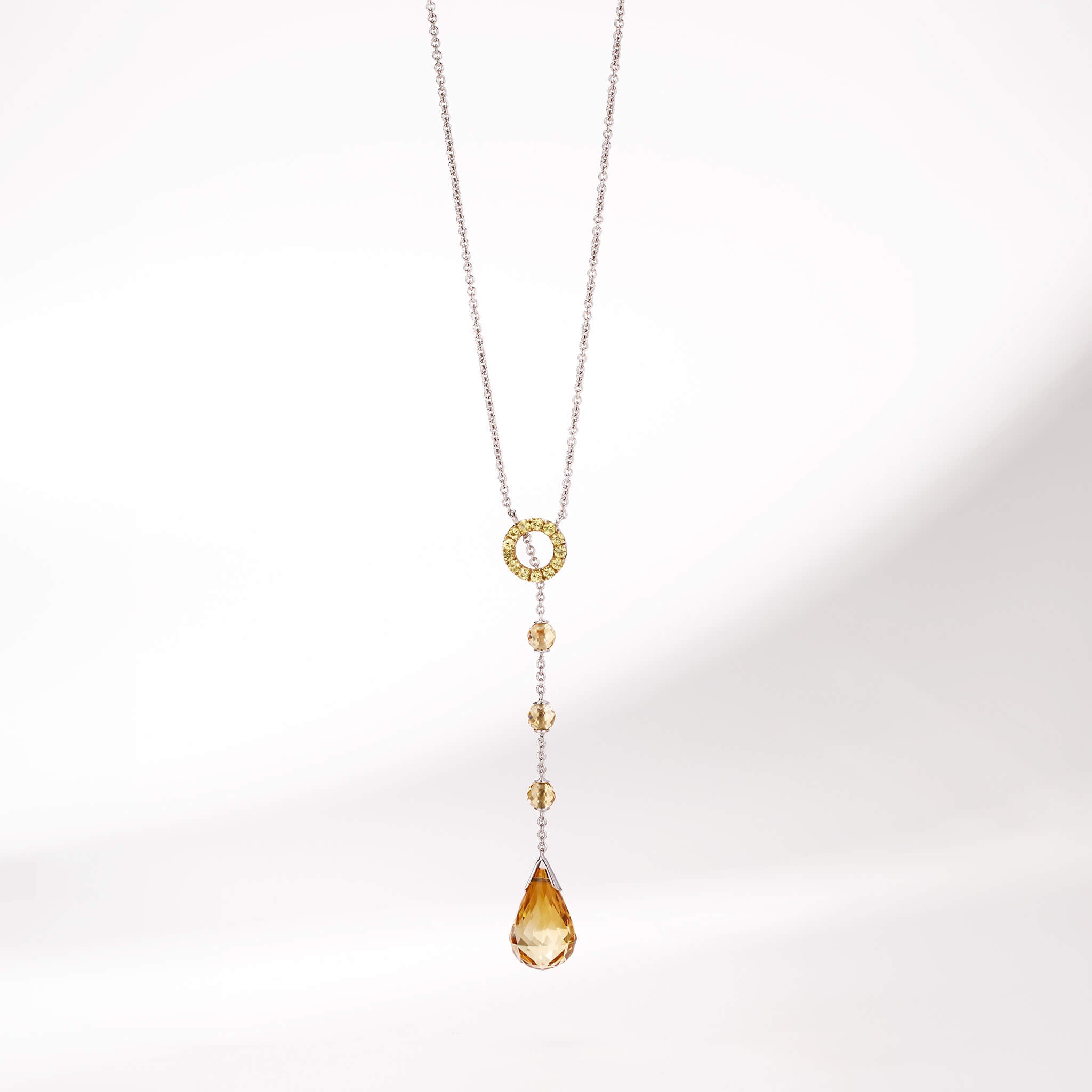 14K Gold Yellow Diamond &amp; Citrine Necklace - Jewelry And Store