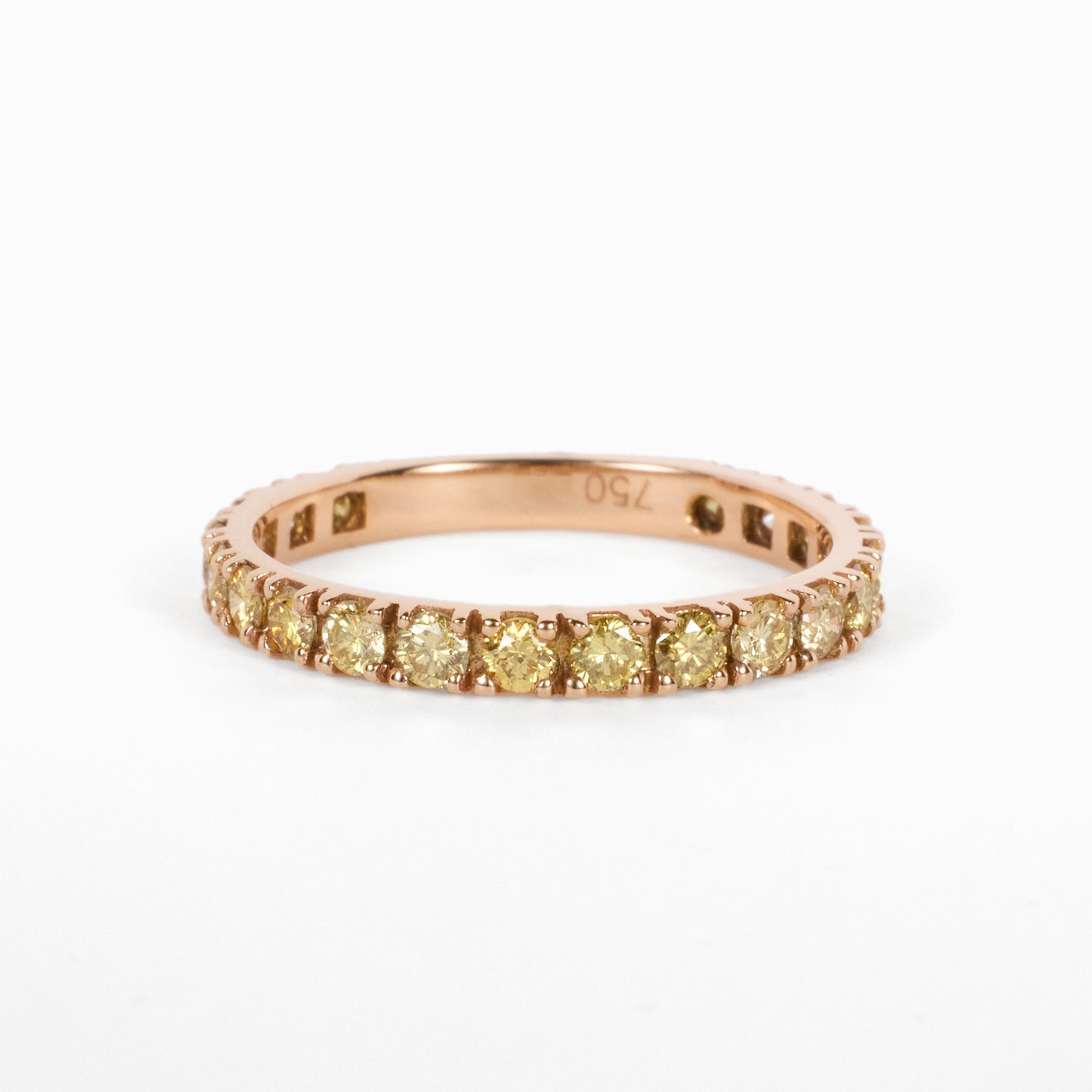 Half - Eternity Band with Natural Yellow Diamonds in 18K Yellow Gold - JewelryAndStore