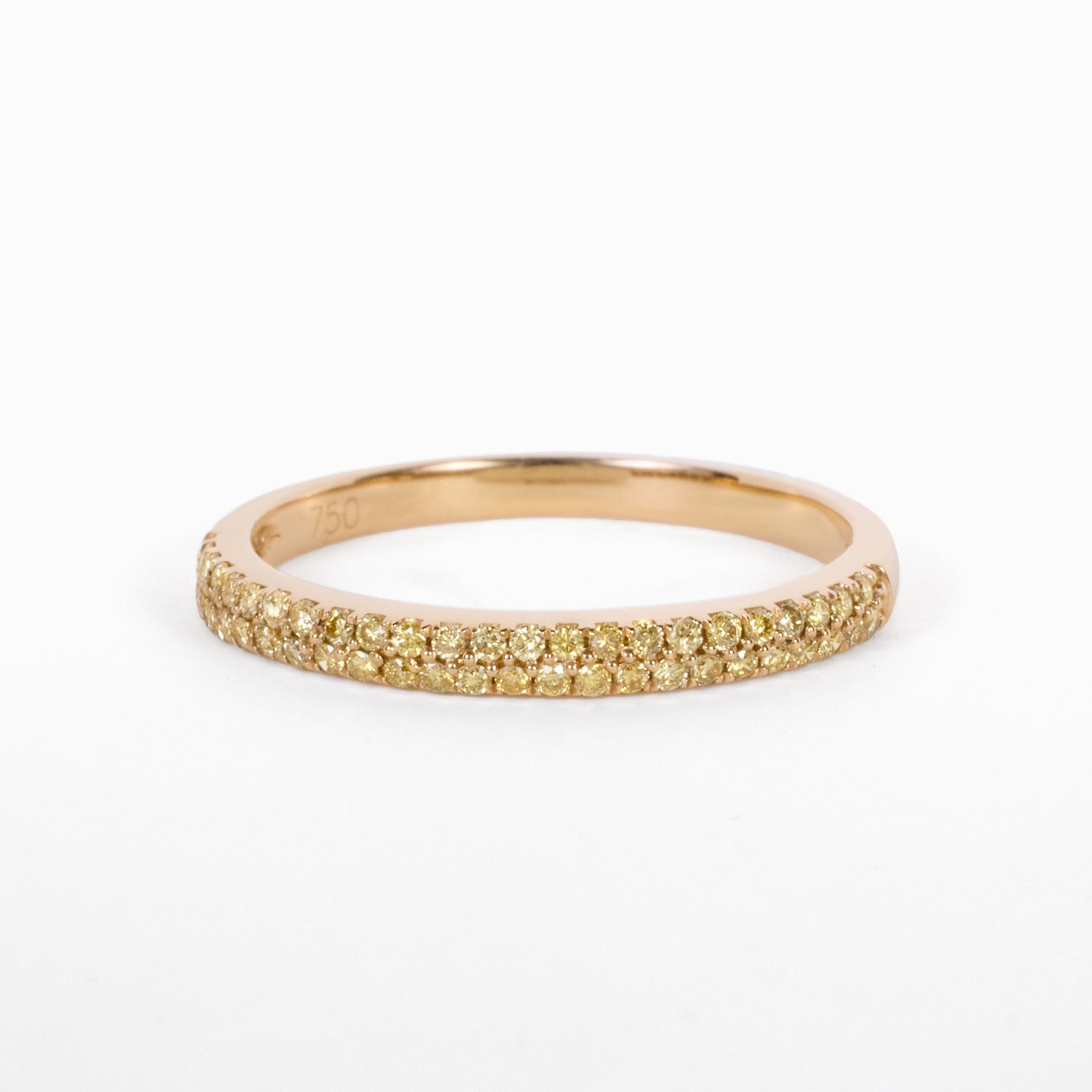 18K Yellow Gold Half‑Eternity Band with Natural Yellow Diamonds - JewelryAndStore