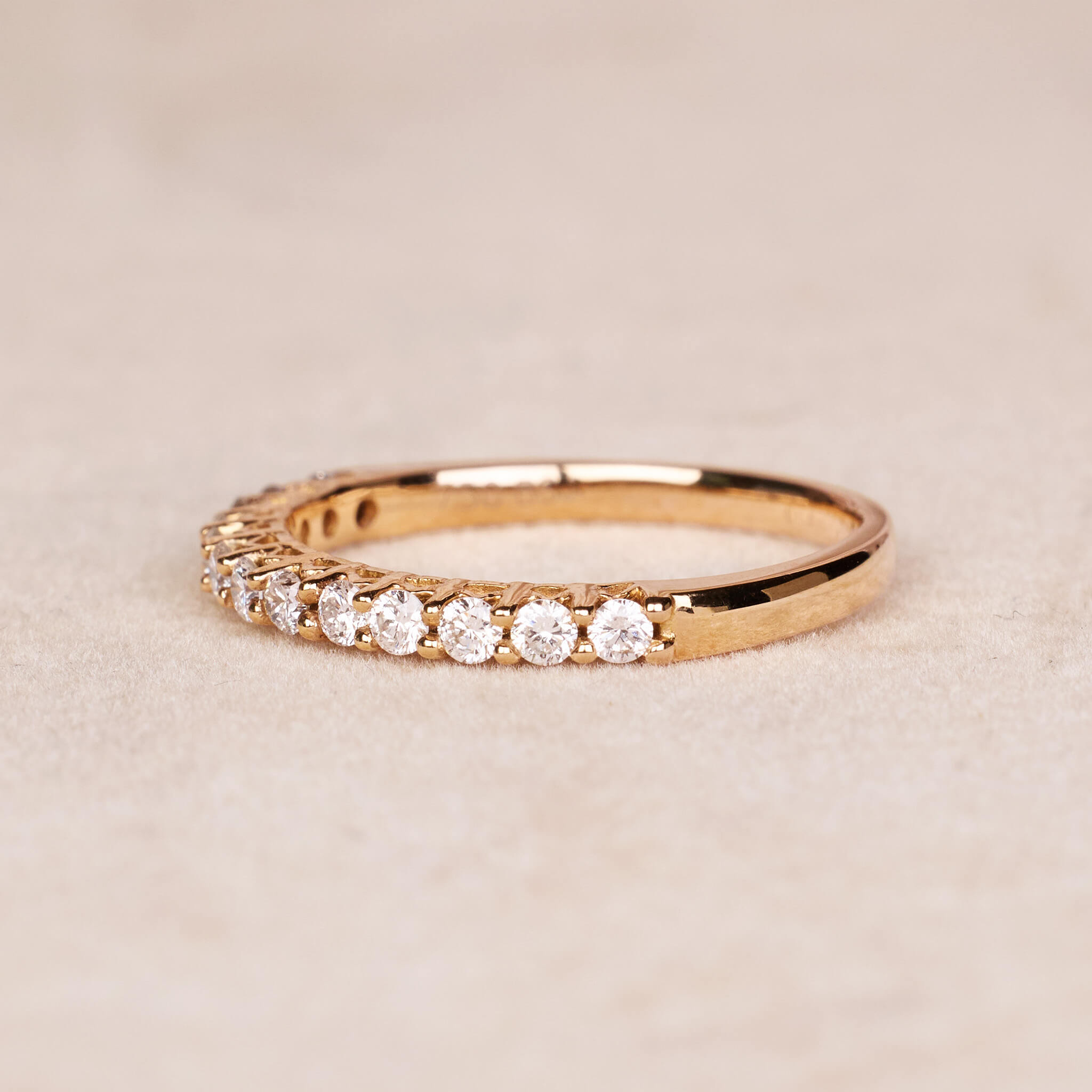 0.32 ct.tw. Stackable Half - Eternity Diamond Band Ring in 18K Gold - Jewelry And Store