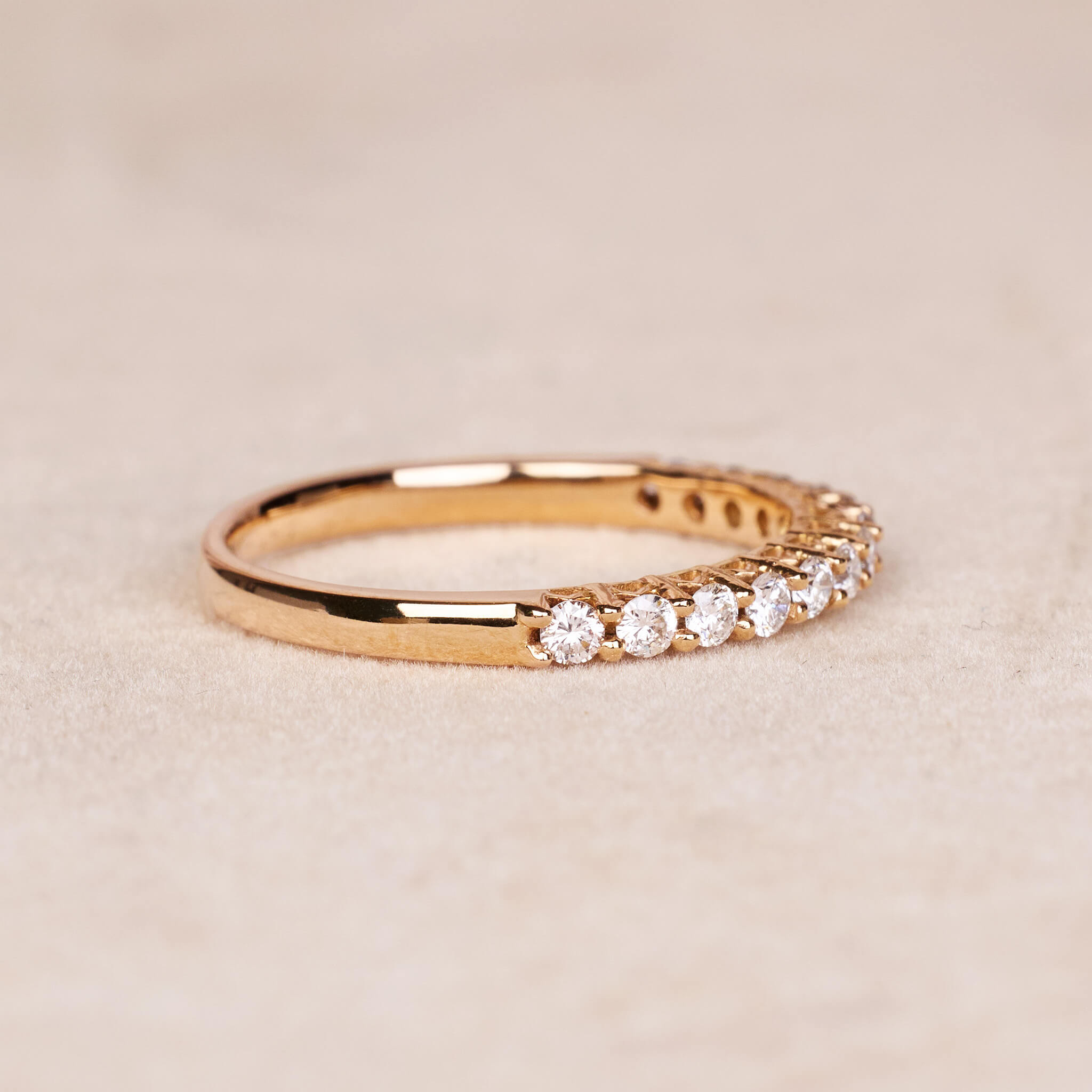 0.32 ct.tw. Stackable Half - Eternity Diamond Band Ring in 18K Gold - Jewelry And Store