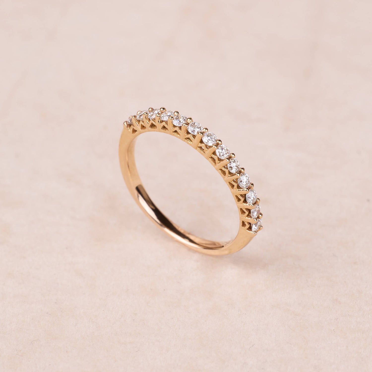 0.32 ct.tw. Stackable Half-Eternity Diamond Band Ring in 18K Gold