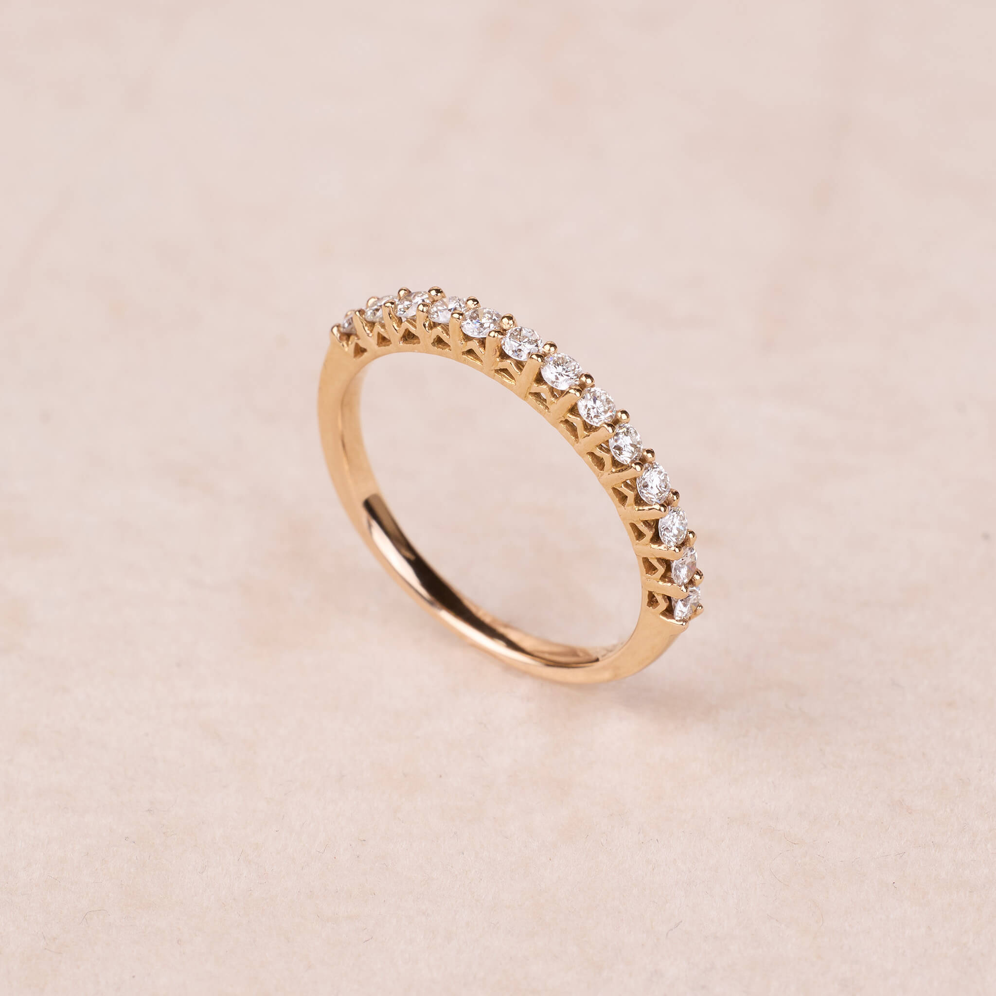 0.32 ct.tw. Stackable Half - Eternity Diamond Band Ring in 18K Gold - Jewelry And Store
