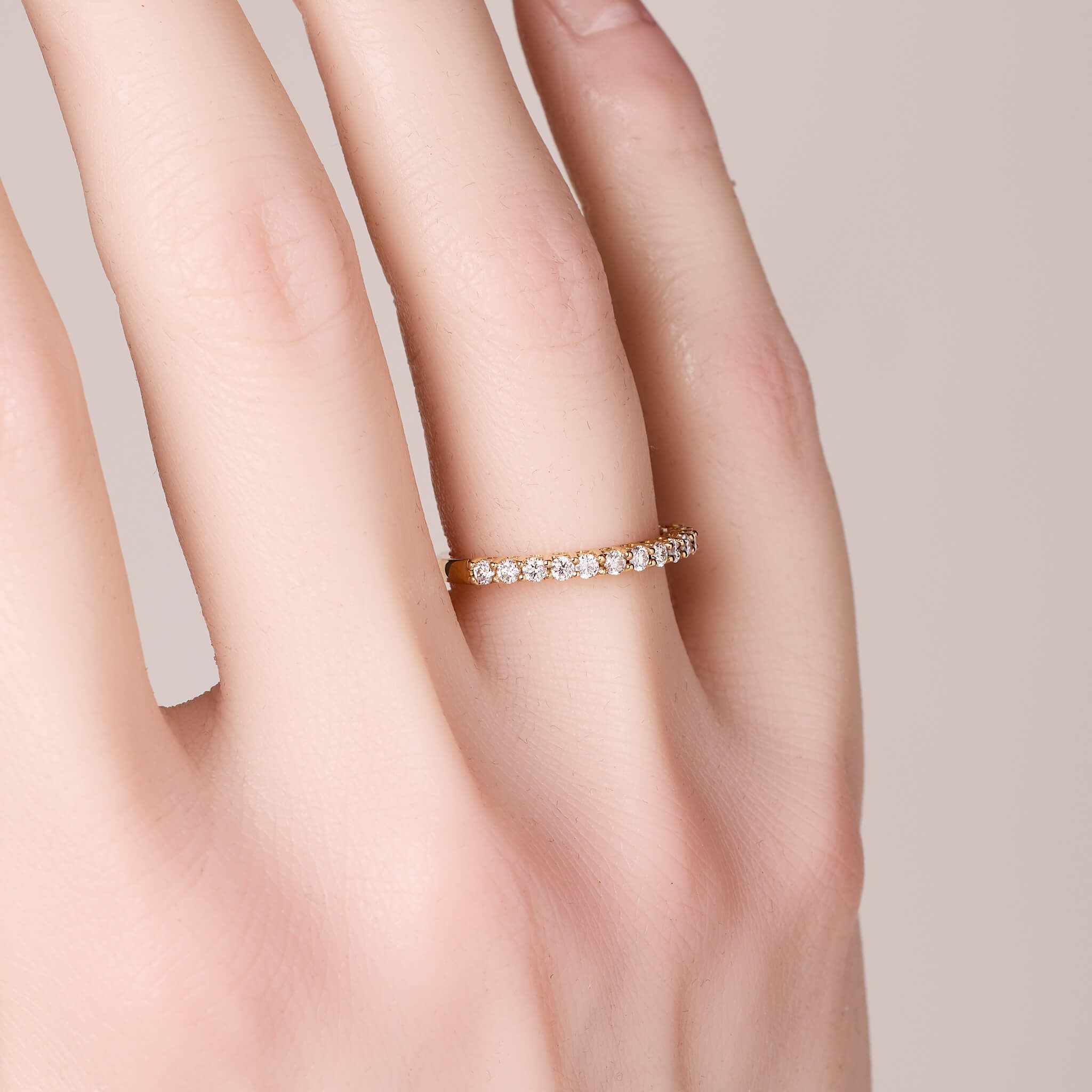 0.32 ct.tw. Stackable Half - Eternity Diamond Band Ring in 18K Gold - Jewelry And Store