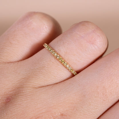 18K Yellow Gold Eternity Band with Natural Yellow Diamonds - JewelryAndStore