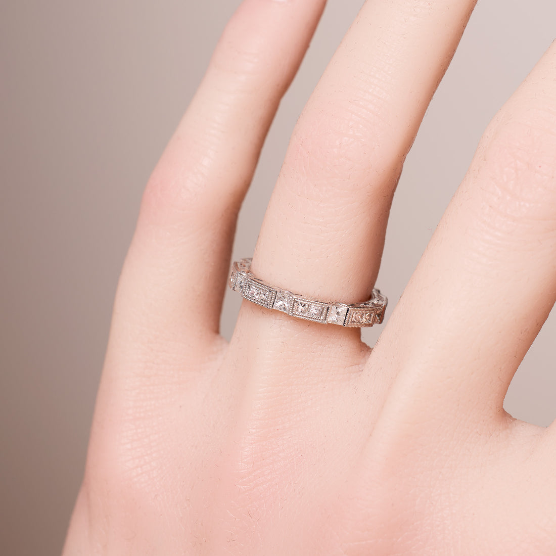 Vintage-Style Diamond Stackable Band
