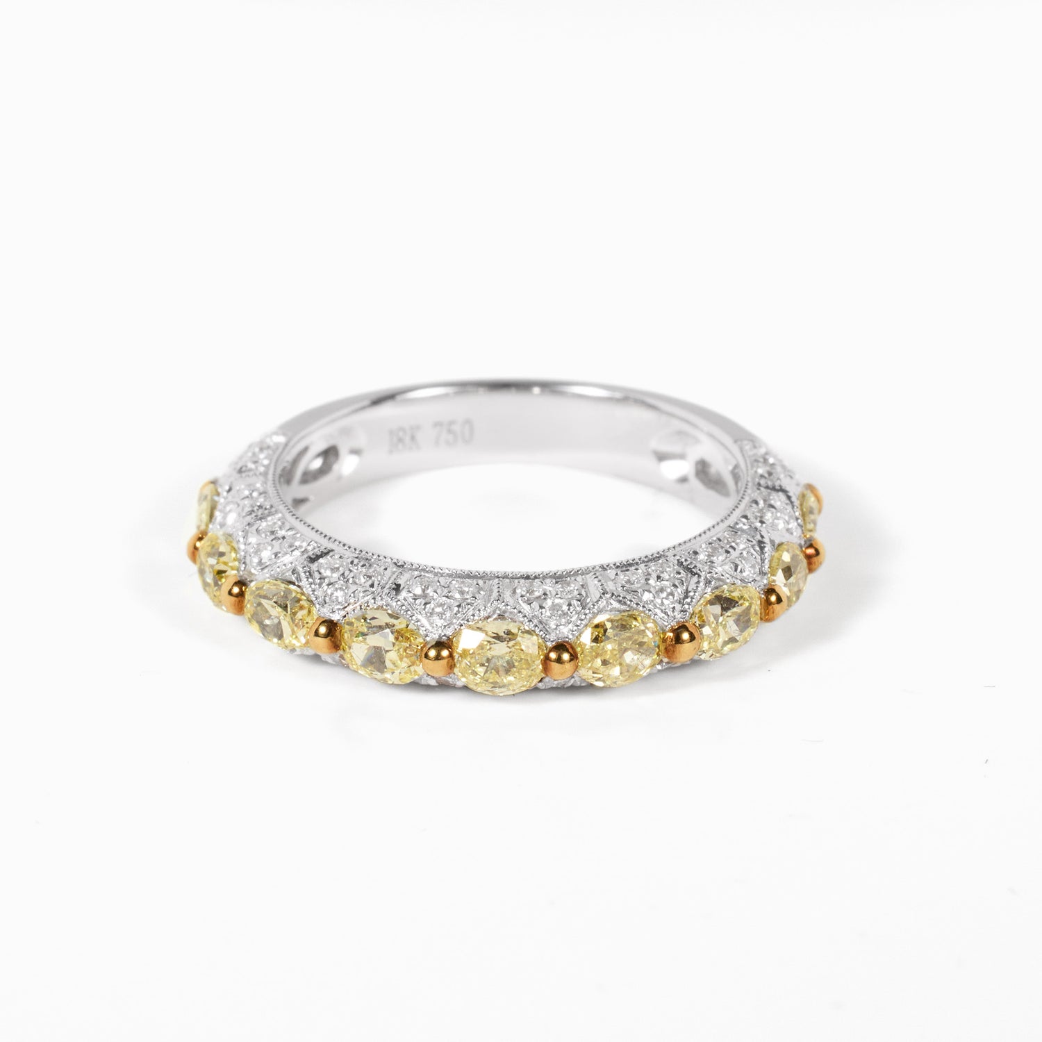 18K Gold Vintage - Inspired Stackable Ring with Natural Yellow Diamond - JewelryAndStore