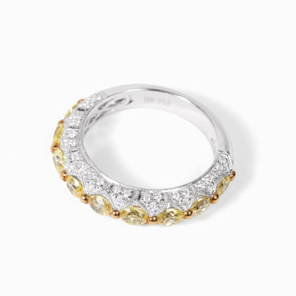 18K Gold Vintage - Inspired Stackable Ring with Natural Yellow Diamond - JewelryAndStore