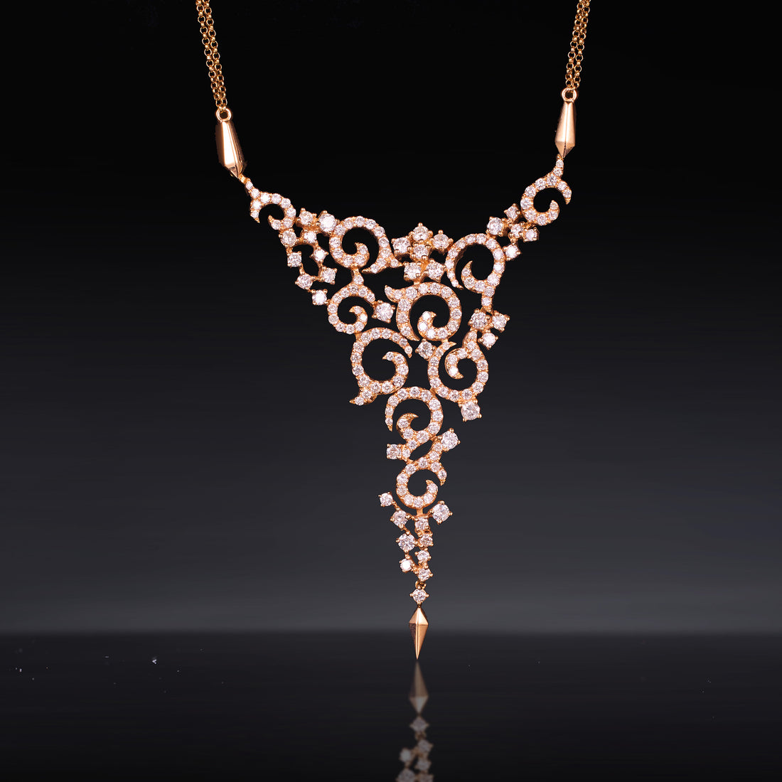 18K Rose Gold Necklace with 2.86ct.tw. Natural Diamonds - Jewelry And Store