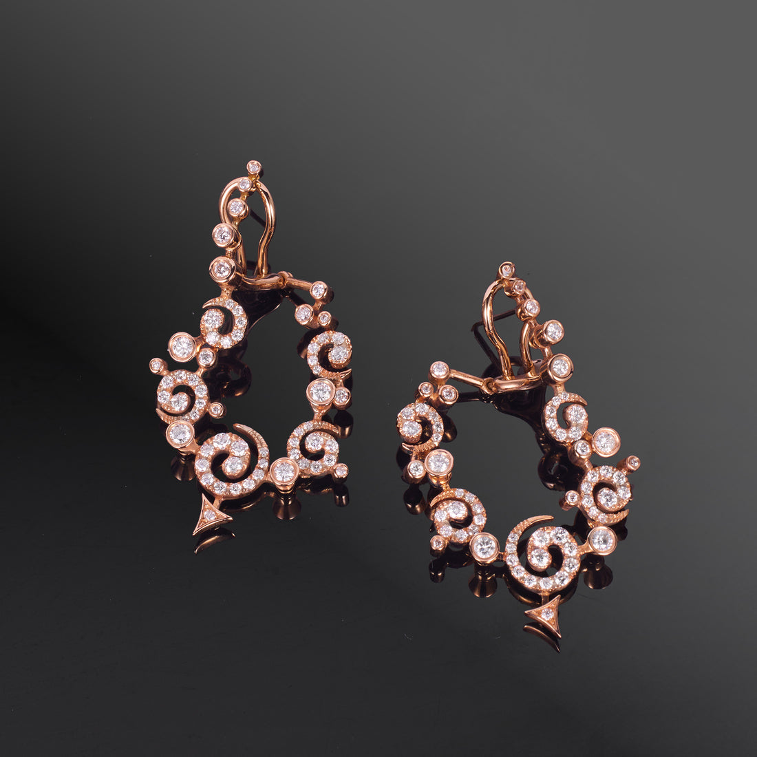 18K Gold Earrings with 1.71ct.tw. Natural Diamonds - Jewelry And Store