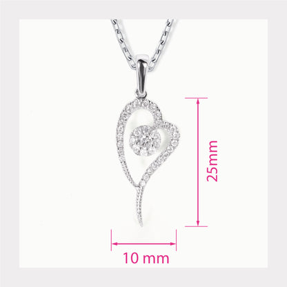18K White Gold Heart Pendant with Natural Diamonds - JewelryAndStore