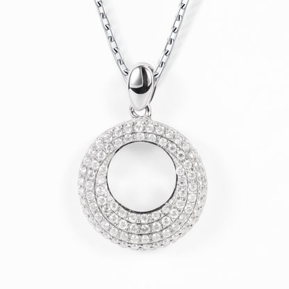 18K White Gold Pendant with Natural Diamonds - JewelryAndStore