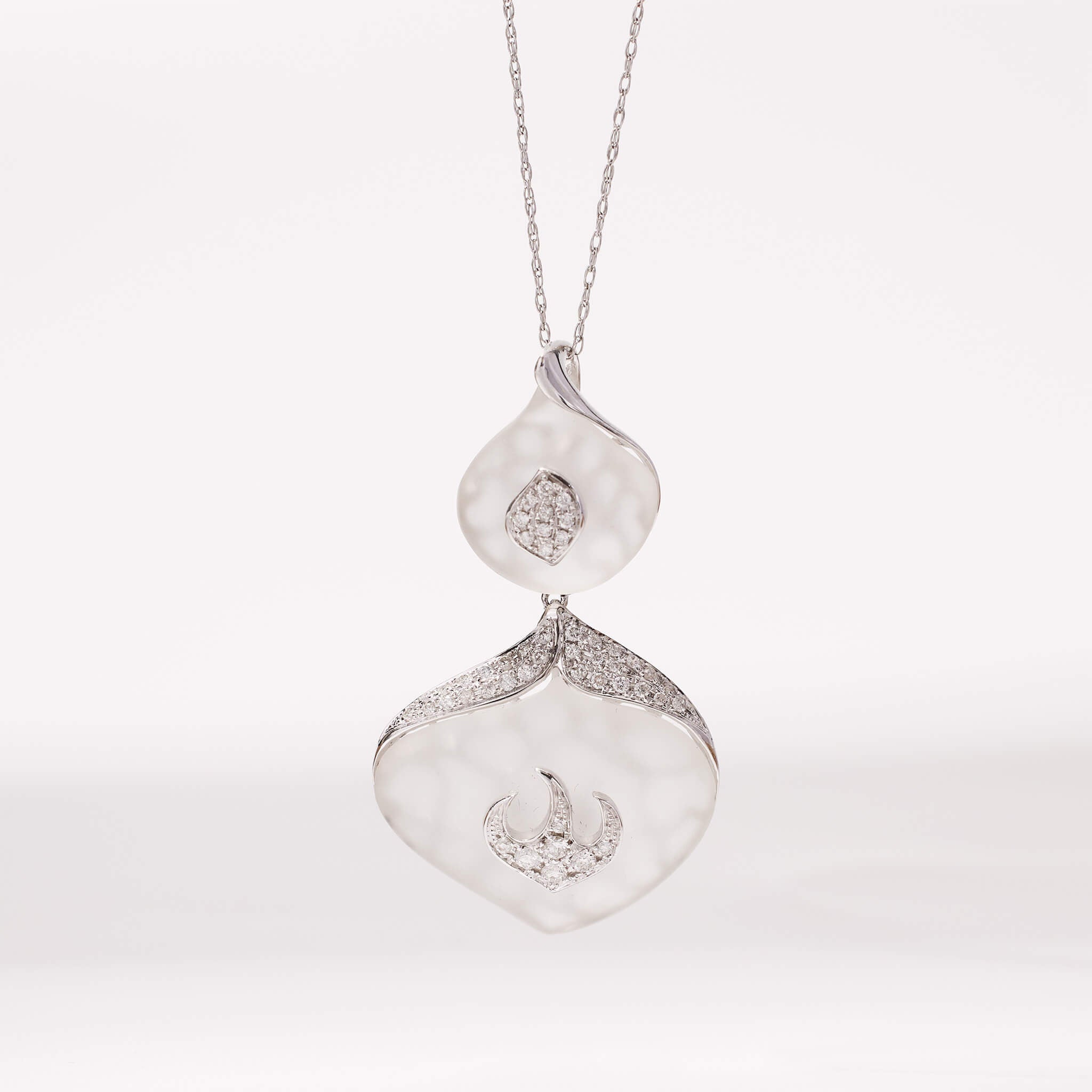 18K Gold Quartz and Diamond Pendant