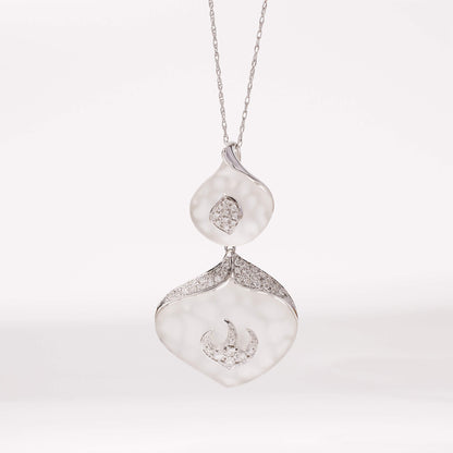 18K Gold Quartz and Diamond Pendant