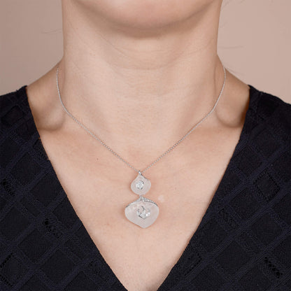 18K Gold Quartz and Diamond Pendant