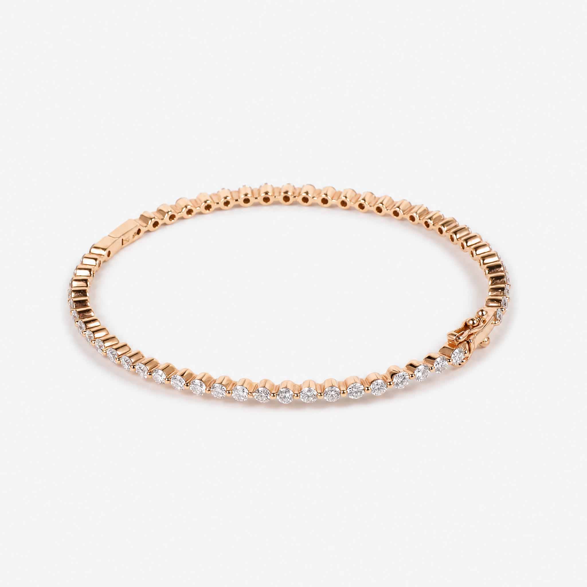 2.85ct Natural Diamond Single Row Tennis Bangle in 18K White Gold - JewelryAndStore