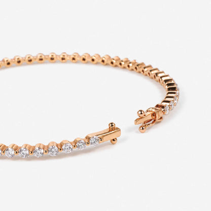 2.85ct Natural Diamond Single Row Tennis Bangle in 18K White Gold - JewelryAndStore
