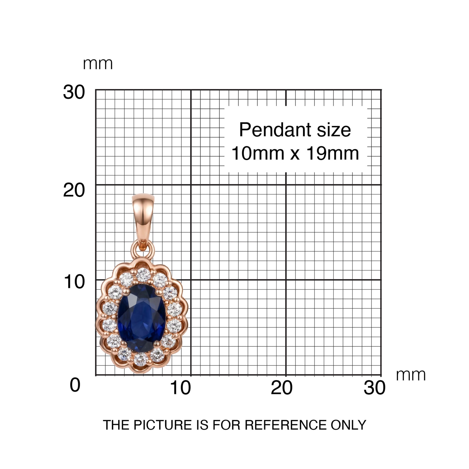 0.90ct Natural Blue Sapphire Floral Halo Pendant in 14K Rose Gold - JewelryAndStore