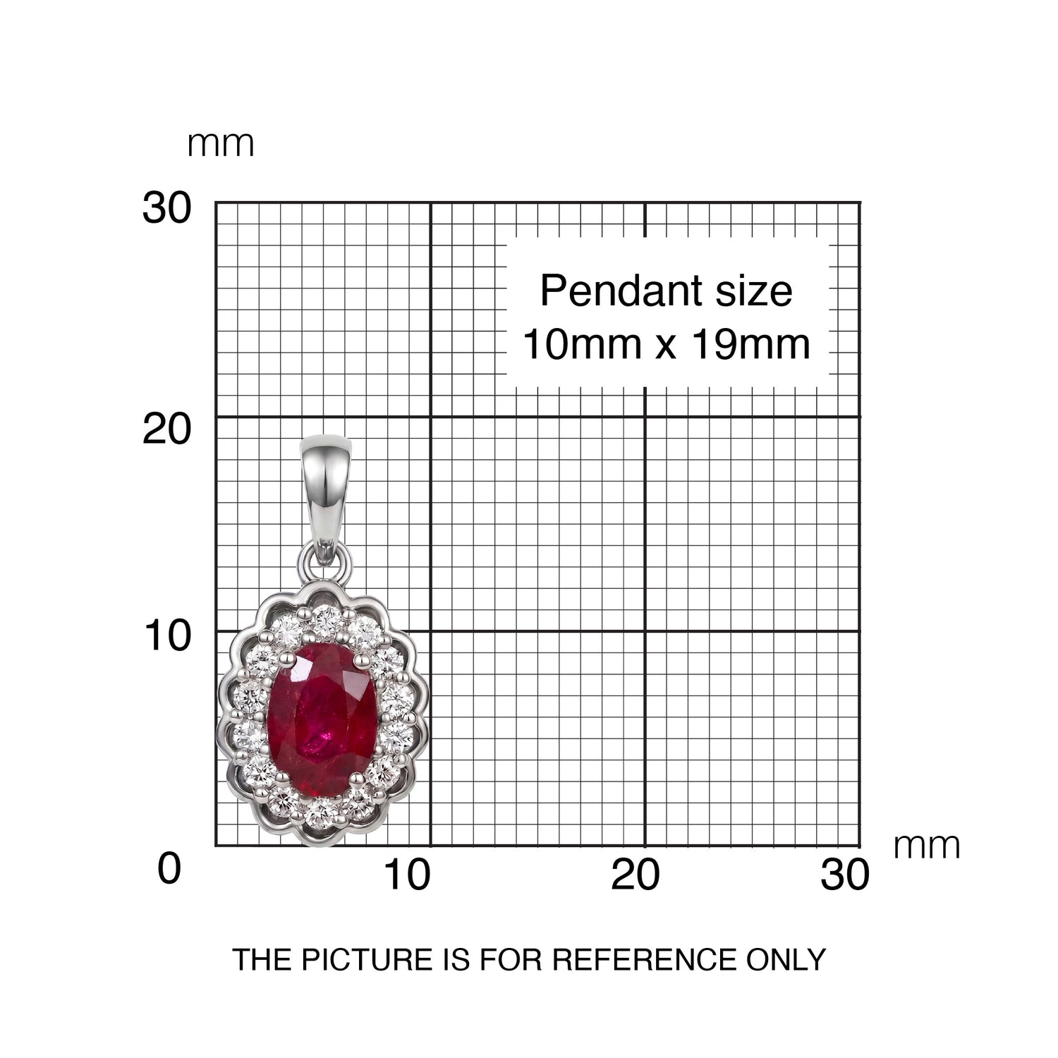 1.05ct Natural Ruby and Diamond Halo Pendant in 18K White Gold - JewelryAndStore