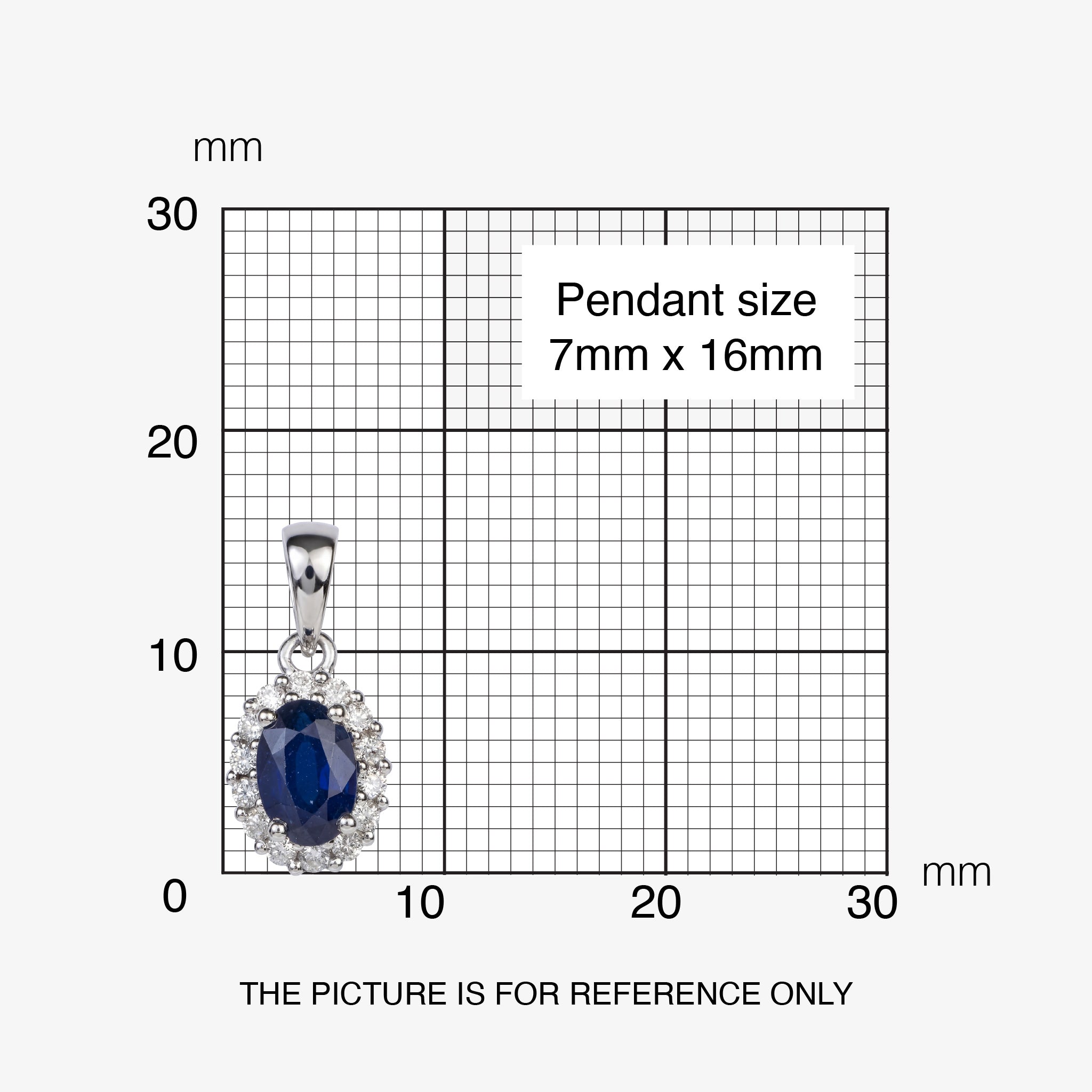 0.91ct Natural Blue Sapphire and Diamond Halo Pendant in 14K White Gold - JewelryAndStore