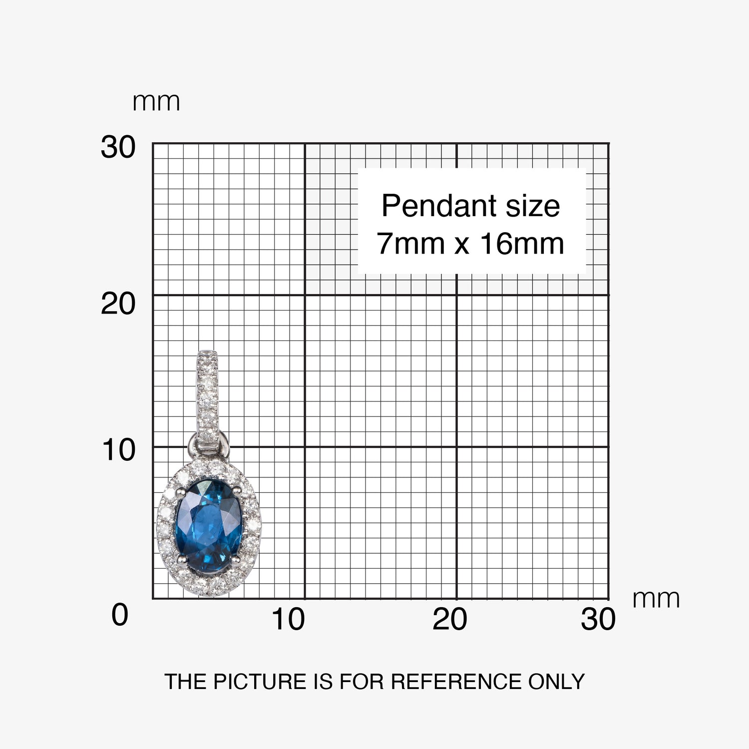 0.61ct Natural Blue Sapphire and Diamond Halo Pendant in 18K White Gold - JewelryAndStore