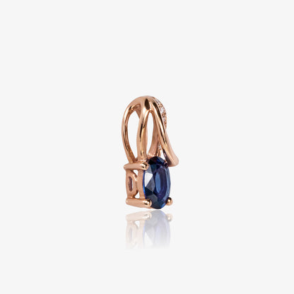 0.52ct Natural Blue Sapphire Solitaire Pendant in 14K Rose Gold - JewelryAndStore