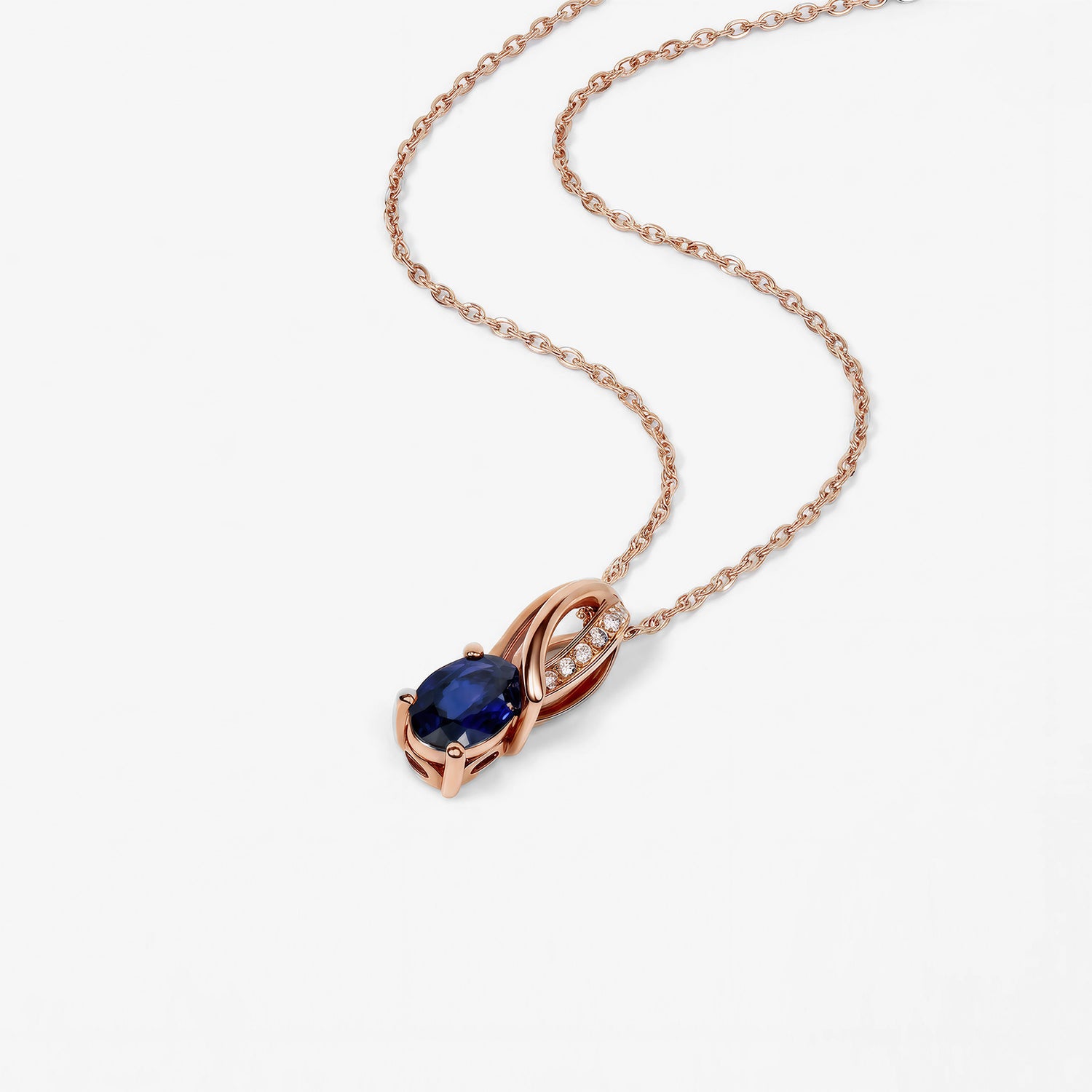0.52ct Natural Blue Sapphire Solitaire Pendant in 14K Rose Gold - JewelryAndStore