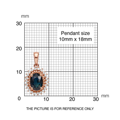 1.08ct Natural Blue Sapphire Vintage Halo Pendant in 18K Rose Gold - JewelryAndStore
