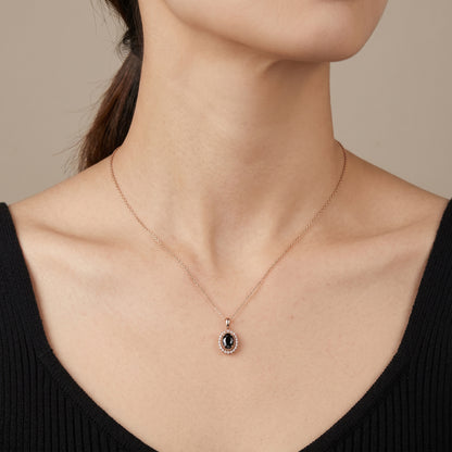 1.08ct Natural Blue Sapphire Vintage Halo Pendant in 18K Rose Gold - JewelryAndStore
