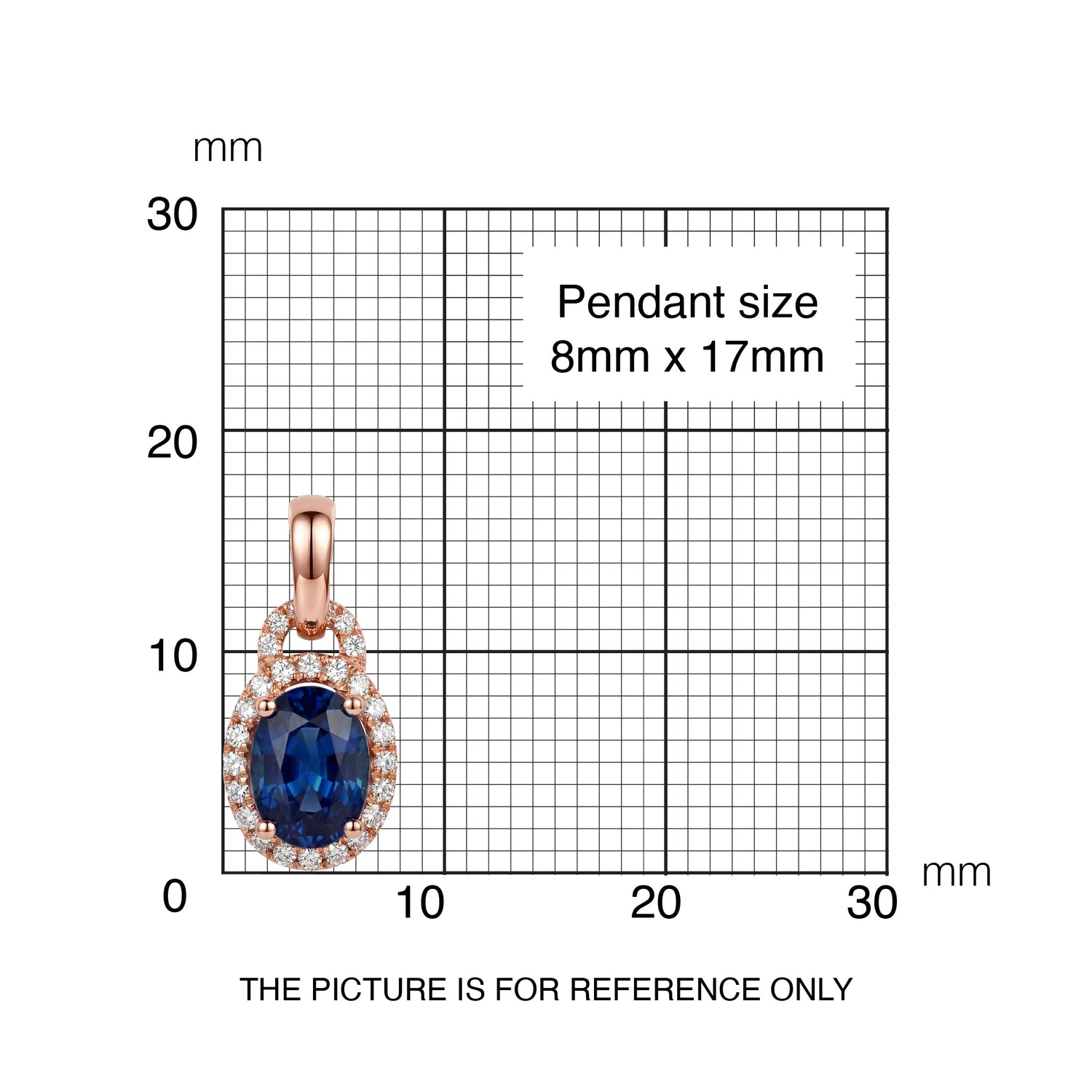 0.95ct Natural Blue Sapphire Oval Halo Pendant in 18K Rose Gold - JewelryAndStore