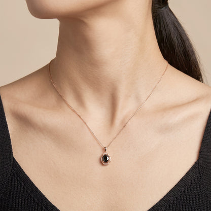 0.95ct Natural Blue Sapphire and Diamond Pendant in 18K Rose Gold - JewelryAndStore