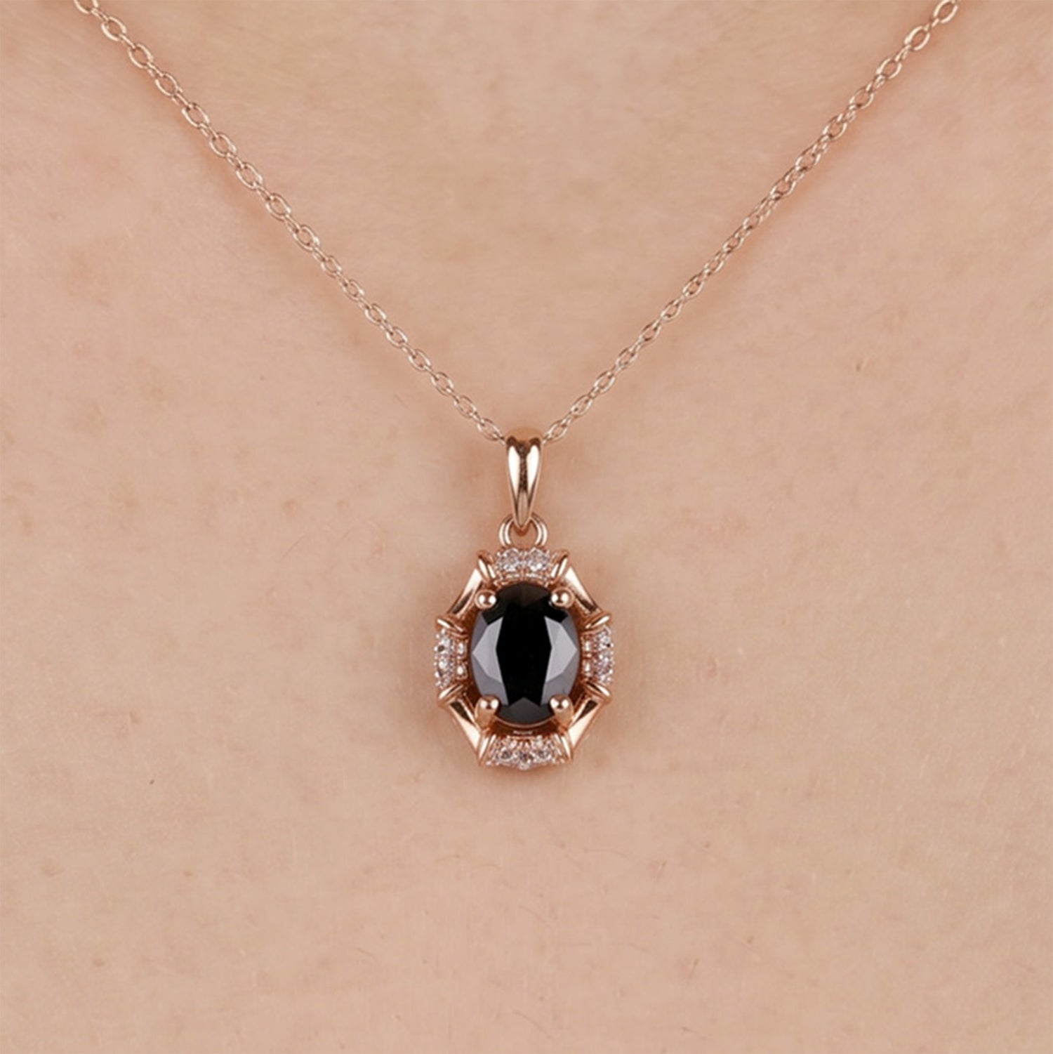 0.95ct Natural Blue Sapphire and Diamond Pendant in 18K Rose Gold - JewelryAndStore