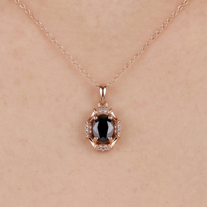 0.95ct Natural Blue Sapphire and Diamond Pendant in 18K Rose Gold - JewelryAndStore