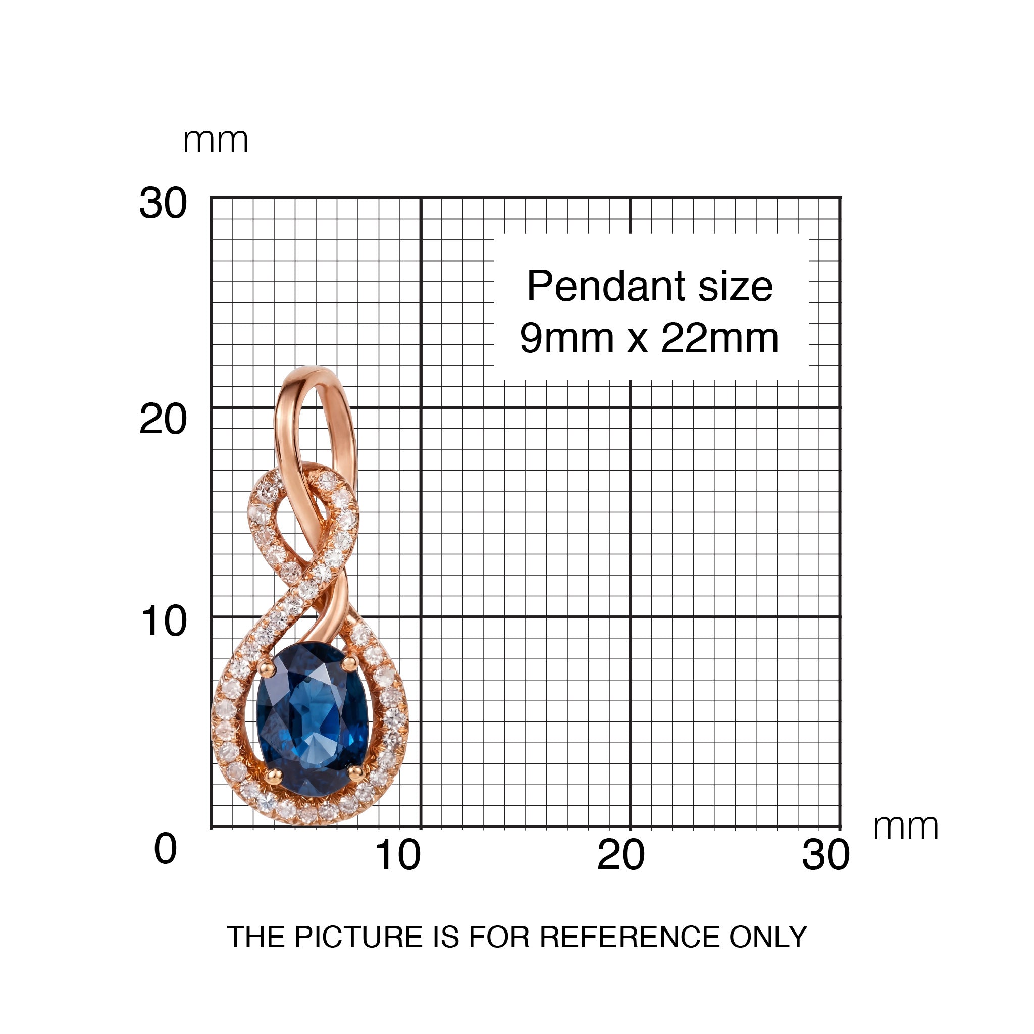 1.01ct Natural Blue Sapphire and Diamond Infinity Pendant in 18K Rose Gold - JewelryAndStore