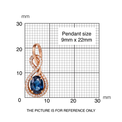 1.01ct Natural Blue Sapphire and Diamond Infinity Pendant in 18K Rose Gold - JewelryAndStore