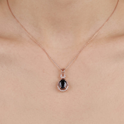 1.28ct Natural Blue Sapphire and Diamond Teardrop Pendant in 18K Rose Gold - JewelryAndStore