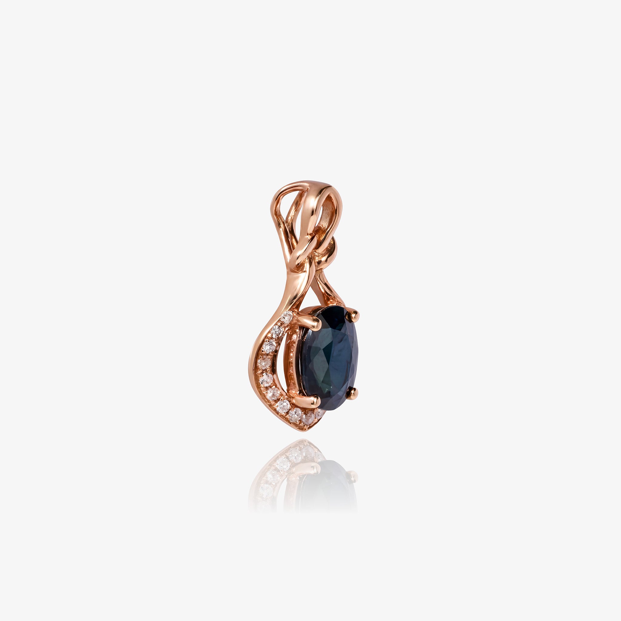 0.98ct Natural Blue Sapphire and Diamond Infinity Twist Pendant in 18K Rose Gold - JewelryAndStore