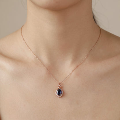 0.98ct Natural Blue Sapphire and Diamond Infinity Twist Pendant in 18K Rose Gold - JewelryAndStore