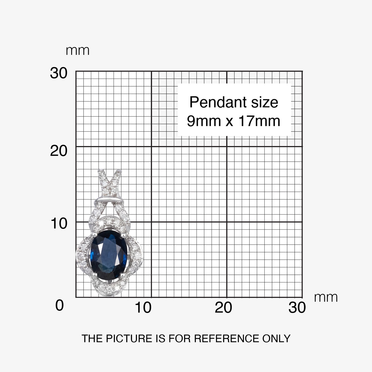 1.01ct Natural Blue Sapphire Diamond Pendant 18K White Gold - JewelryAndStore