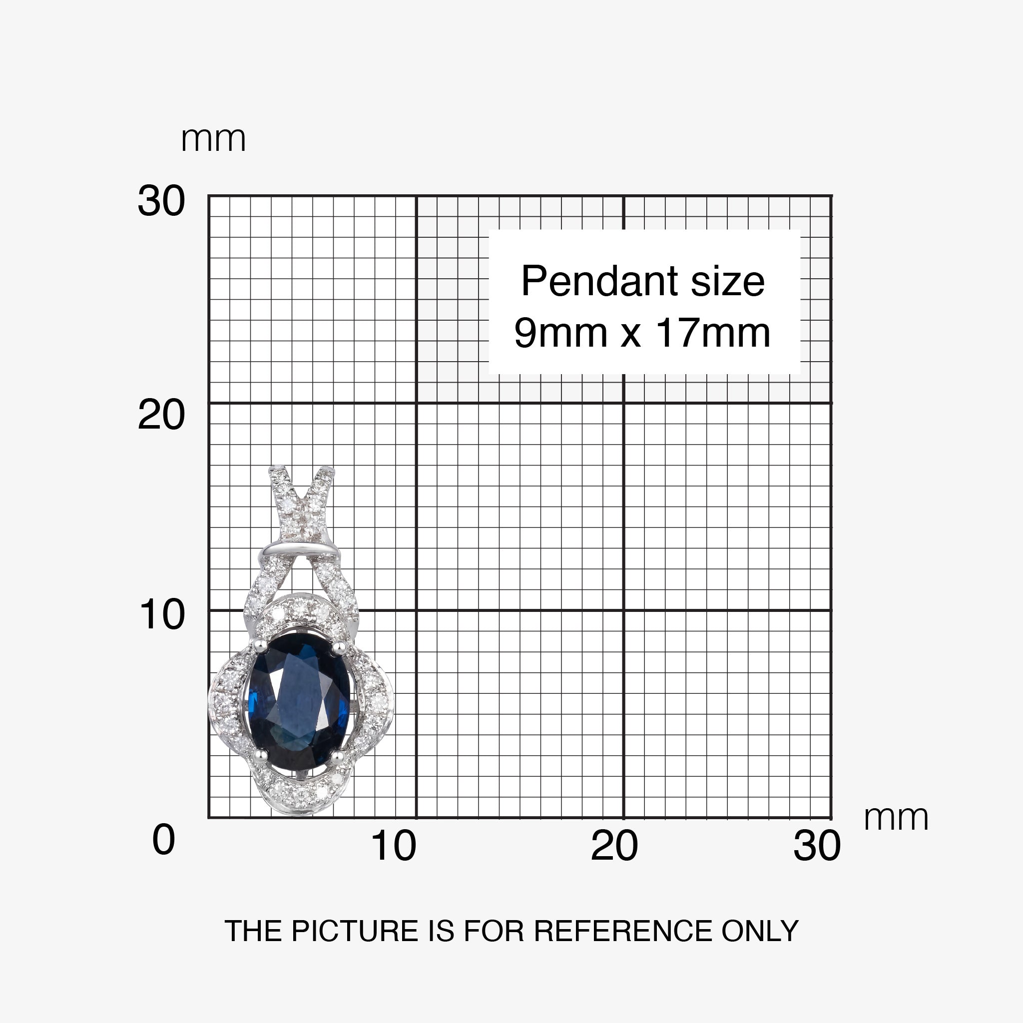 1.01ct Natural Blue Sapphire Diamond Pendant 18K White Gold - JewelryAndStore