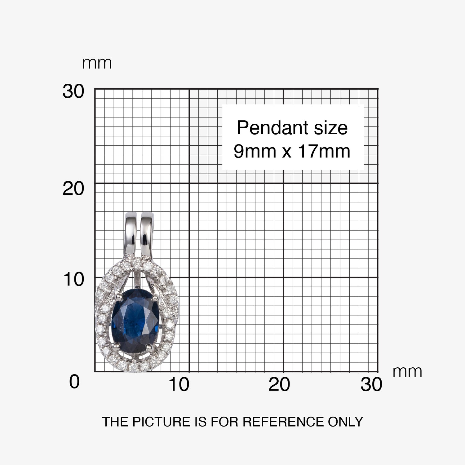 0.81ct Natural Blue Sapphire and Diamond Halo Pendant in 18K White Gold - JewelryAndStore