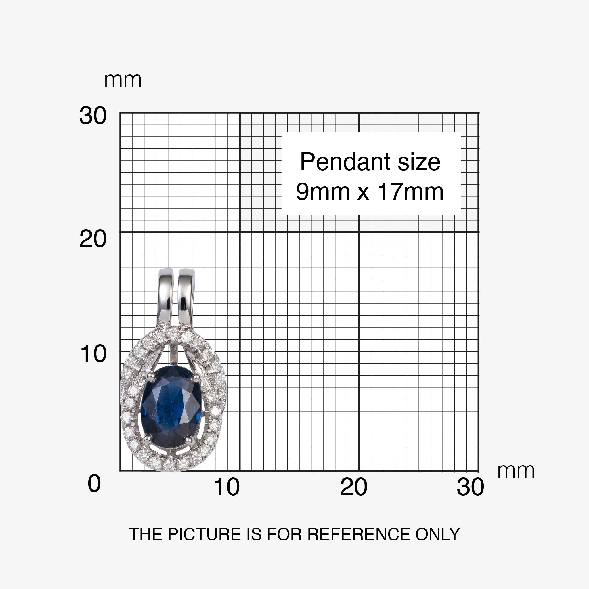 0.81ct Natural Blue Sapphire and Diamond Halo Pendant in 18K White Gold - JewelryAndStore