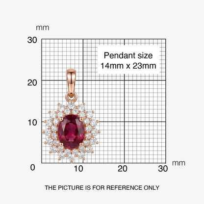 1.20ct Natural Rubellite and Diamond Floral Halo Pendant in 18K Rose Gold - JewelryAndStore