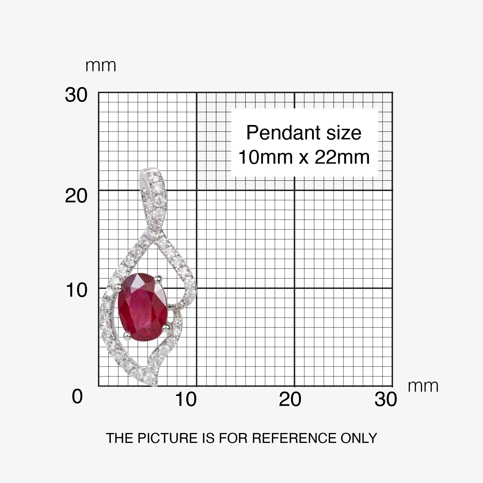 0.87ct Natural Ruby and Diamond Wave Pendant in 18K White Gold - JewelryAndStore