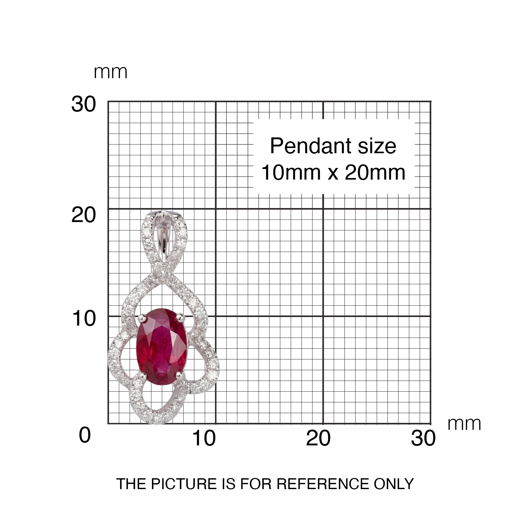 Product title 0.69ct Natural Ruby and Diamond Floral Pendant in 18K White Gold - JewelryAndStore