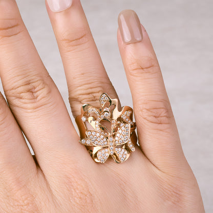 18K Rose Gold Butterfly Diamond Ring - Jewelry And Store