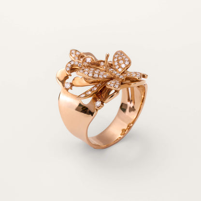18K Rose Gold Butterfly Diamond Ring - Jewelry And Store